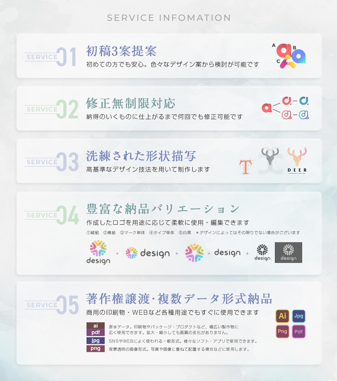 PRO認定デザイナーがロゴ+名刺等を一括製作します 開業準備中等の方へ▶︎専属のデザイナーとして幅広く制作対応！ イメージ8