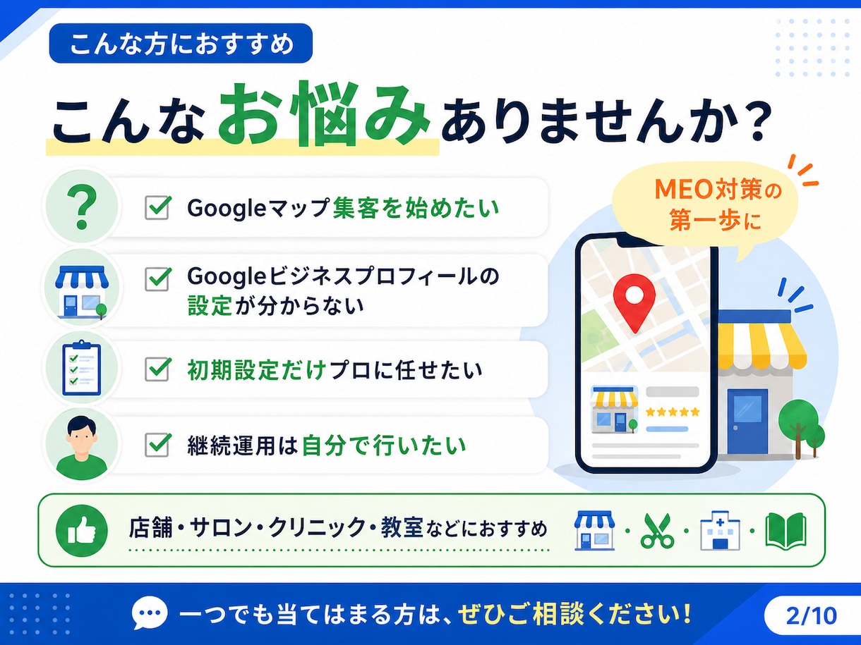 Googleマップの初期設定・最適化を代行します 累計500アカウント以上の運用経験をもとに丁寧に設定 イメージ2
