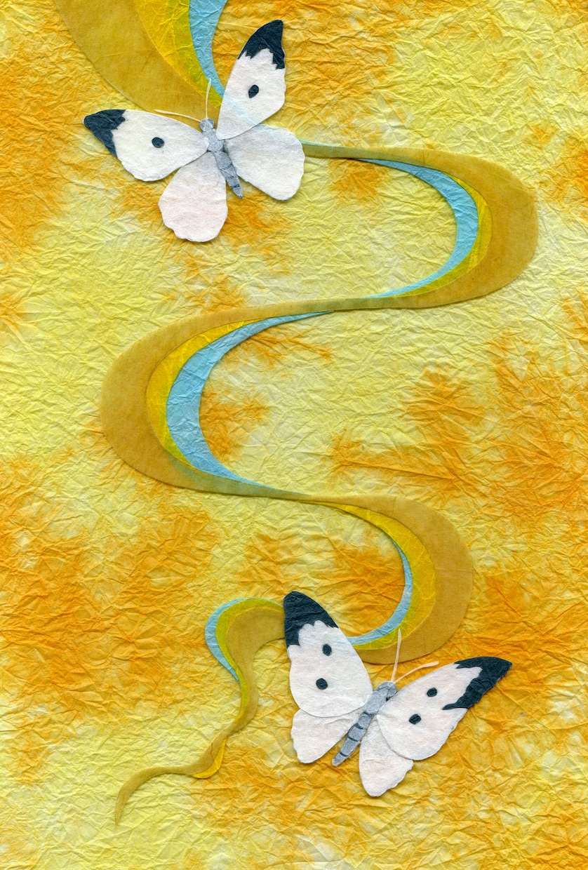 A5サイズ-和紙貼り絵イラスト制作承ります 【鳥・動物・自然をテーマにしたほっこり和風貼り絵イラスト】 イメージ4