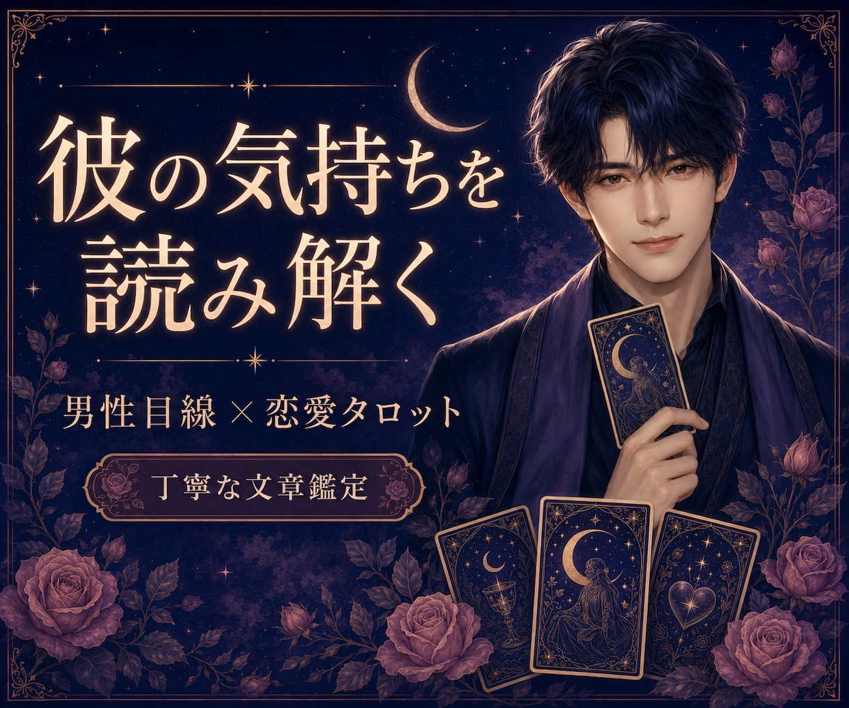 男性目線とタロットで彼の気持ちを読み解きます 返信が遅い・曖昧な関係の今後を丁寧に鑑定 イメージ1