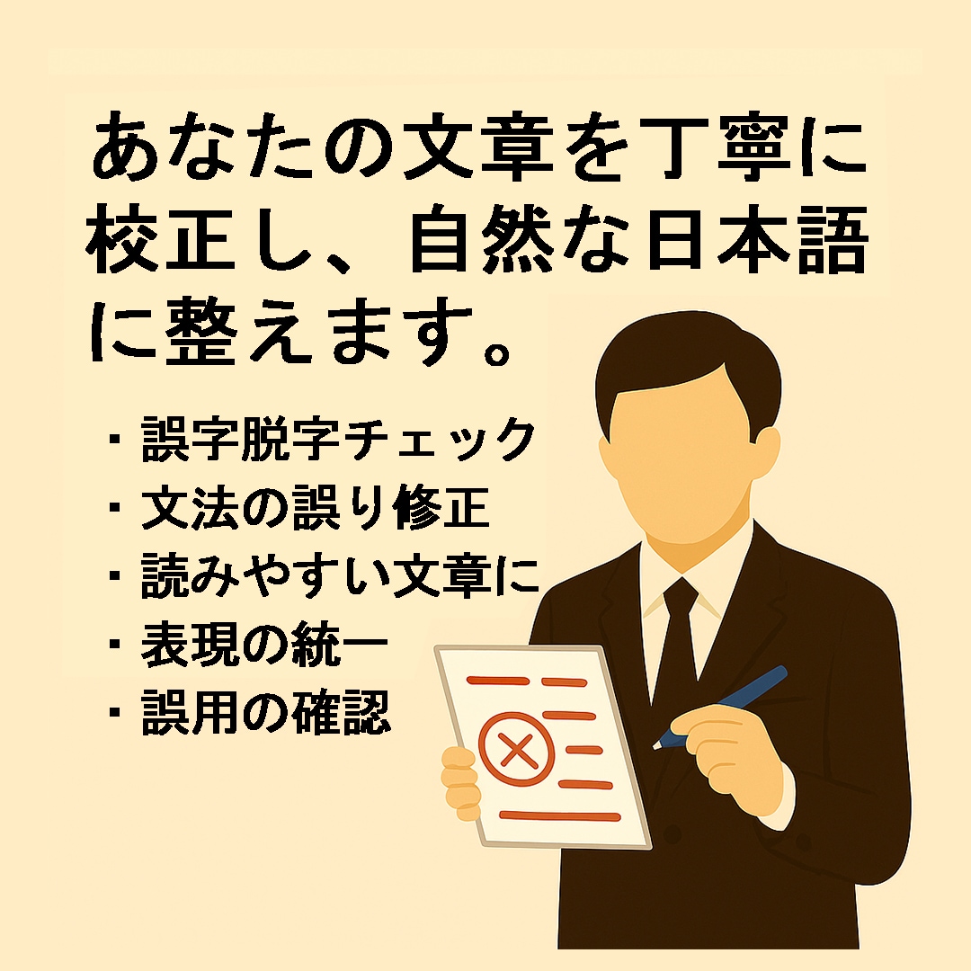 誤字脱字チェック・読みやすさ改善を丁寧に行います AIでは見落としやすい“違和感”を、人の目でしっかり整えます イメージ1