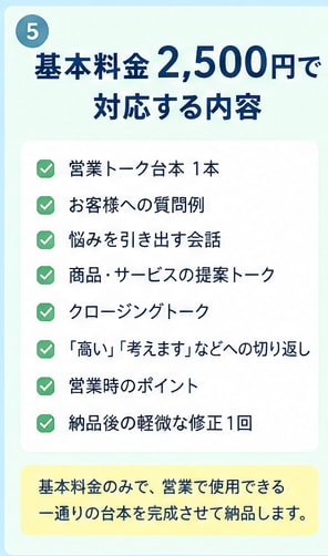 営業トーク・台本を作ります あなたの商品に合わせて営業台本を作成します イメージ5