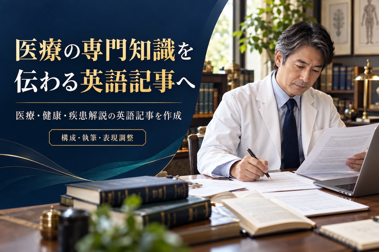 医療系全般の英語記事作成、説明、監修を行っています 論文140本・査読500本の外科医が、医療記事を英語にします イメージ2