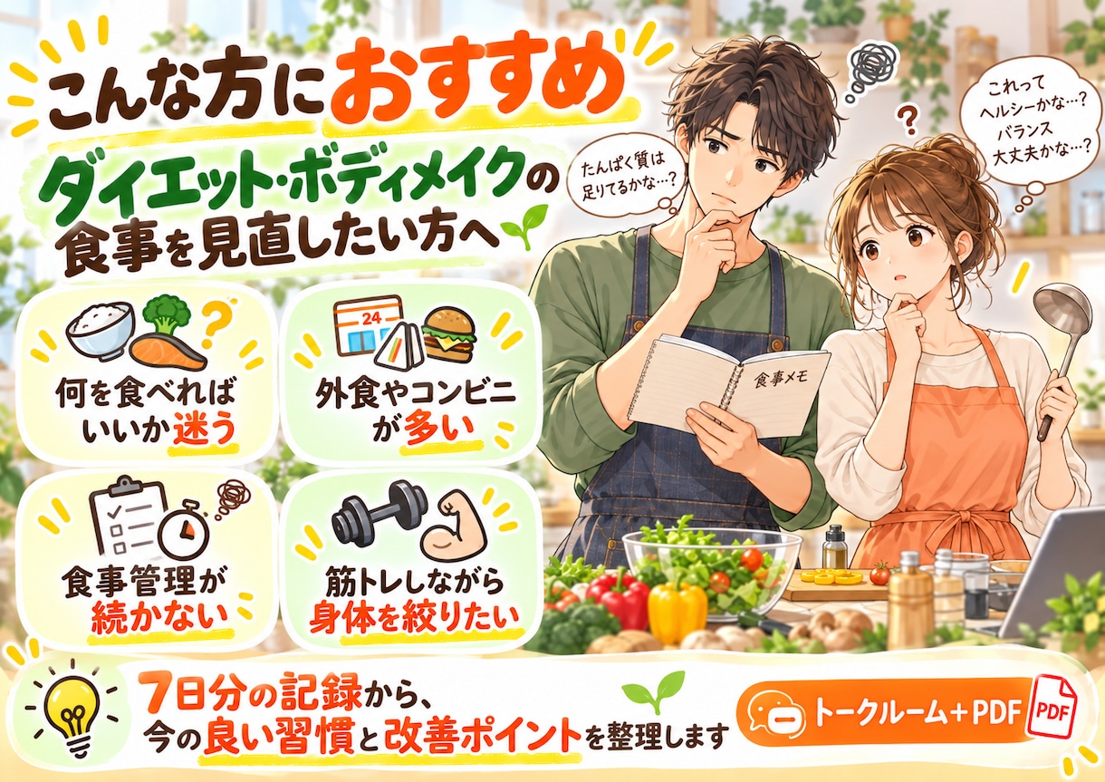 7日間【食事のクセを発見！ダイエット】を見直します ダイエット頑張りたいけど、1人だと続かない人向け！ イメージ2
