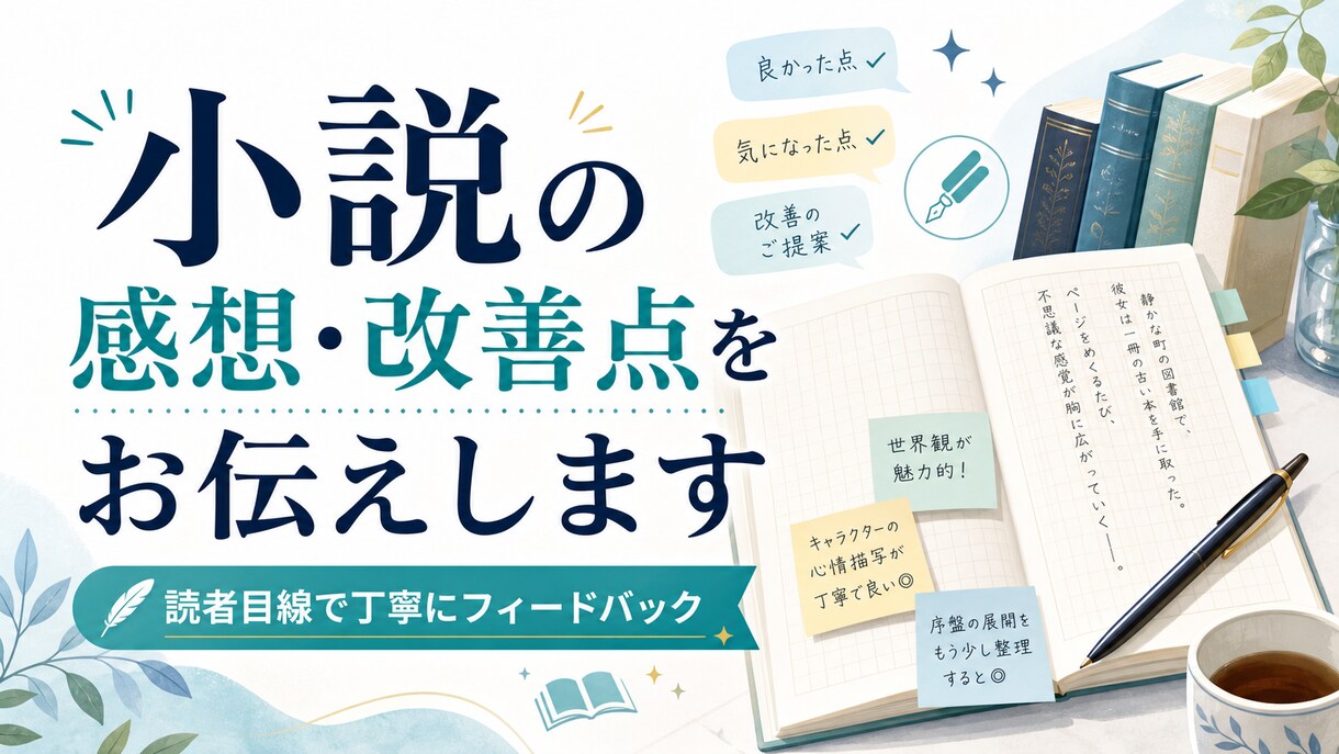 小説を読んで感想と改善点をお伝えしますます 読者目線で魅力と気になる点を丁寧に整理 イメージ1