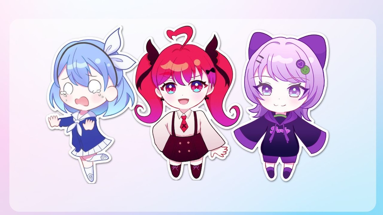 配信・SNS・グッズに使えるミニキャラを制作します Vtuberの活動に少しでも幅を広げたい方に！ イメージ4