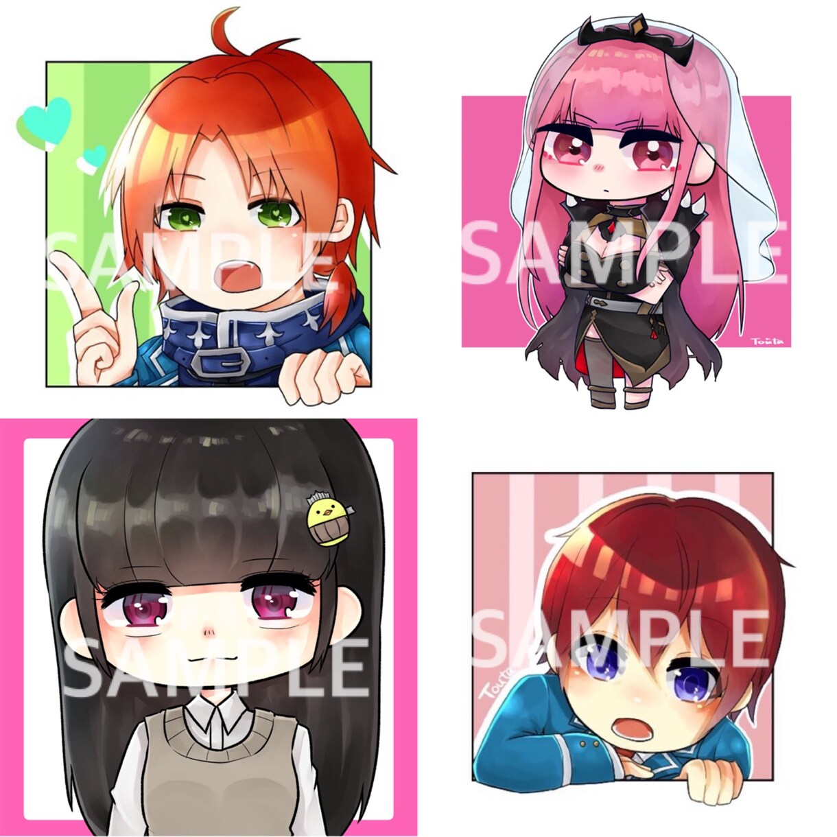 少年・少女のアニメ風アイコンイラスト描きます アニメ風のキラキラしたミニキャラ、等身絵のアイコン制作します イメージ2