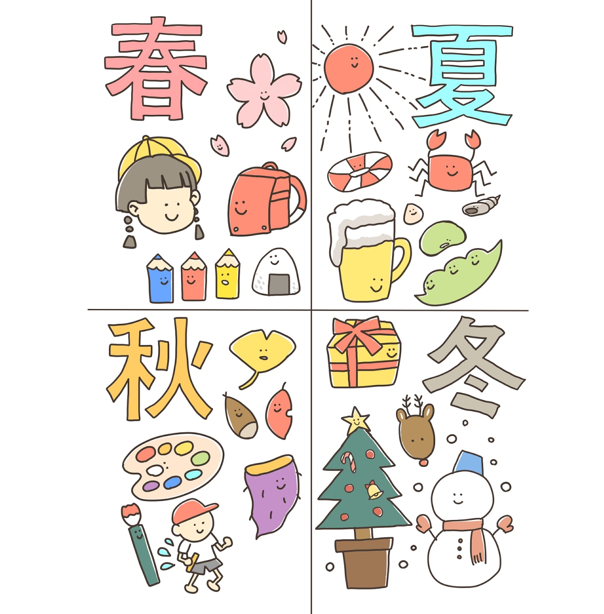 かわいい手書きイラストを1枚にたくさん描きます 注目度と好感度が上がるシンプルな可愛さを手書きでプラス！ イメージ3