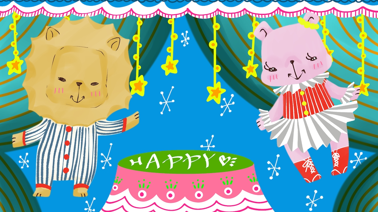 可愛いオンライ会議などのバーチャル背景画を描きます あなただけの可愛くてポップなバーチャル背景を一点物で描きます イメージ2