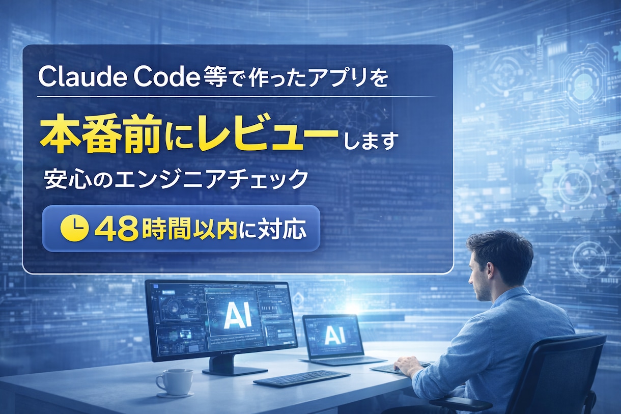 Claude Code等のアプリをレビューします AIコーディングの成果物を48時間でエンジニアチェック イメージ1