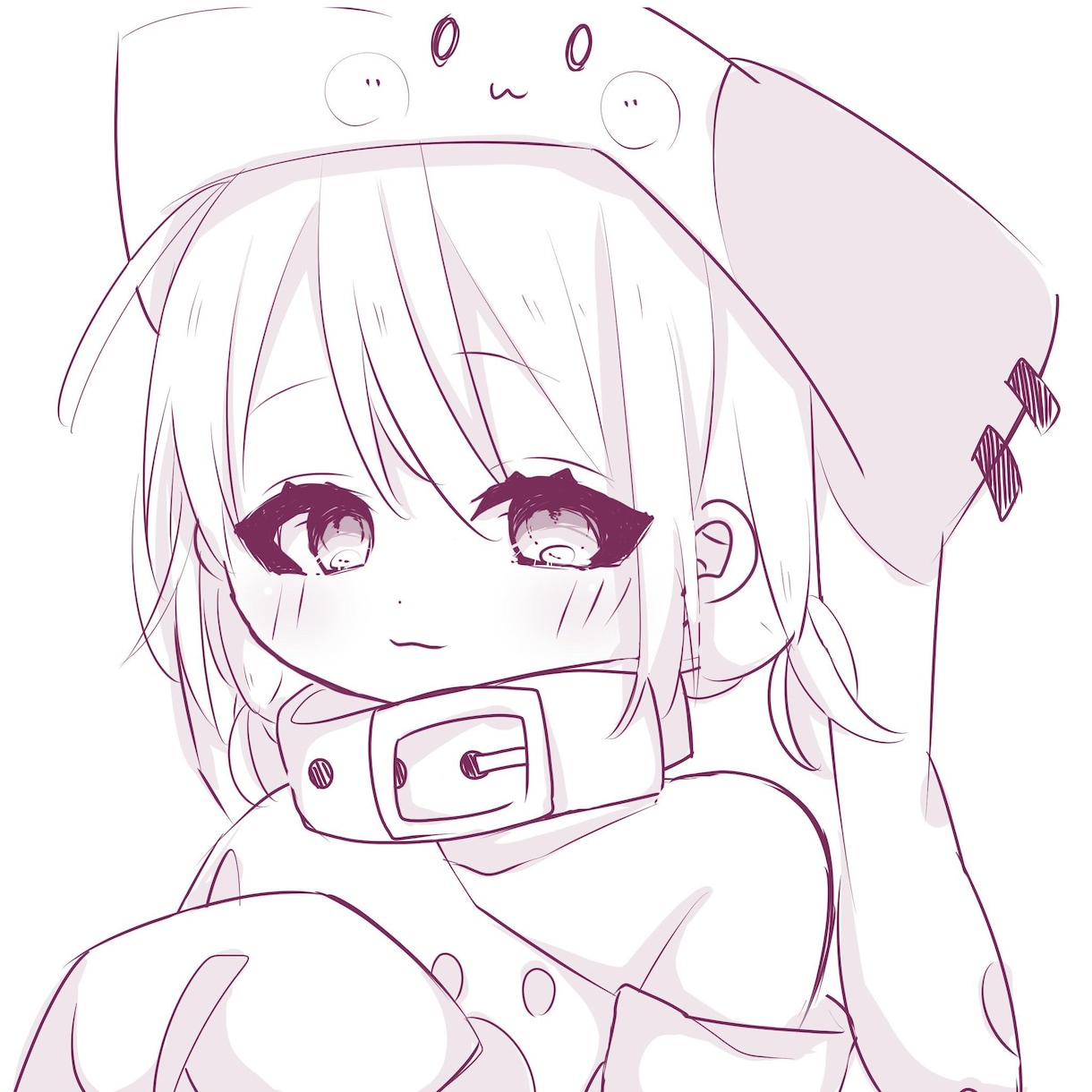 かわいい単色イラスト描きます 目の塗り方は3種から好きなものを選べます！ イメージ1