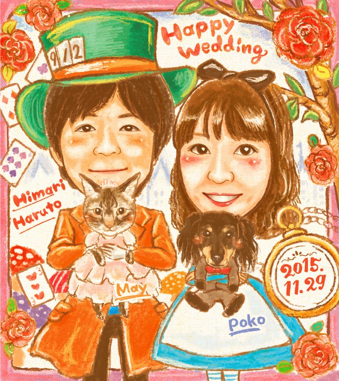先着5組様まで2名様4000円★結婚式の似顔絵ます 賑やかでポップな似顔絵でハッピーな新婚生活を彩ります♪ イメージ3