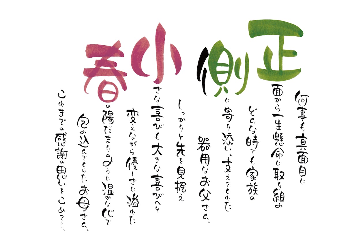 お名前から詩（ポエム）をお作りいたします 結婚祝い、還暦祝い、誕生祝い、退職祝いなど人生の節目に イメージ5