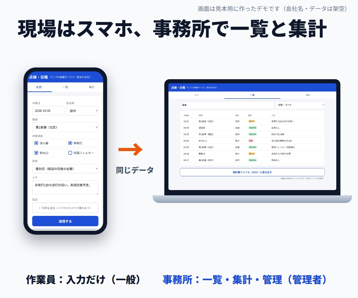 スマホで入力する業務システムを作ります ログイン・管理画面つき｜仕上げる前に試作をお見せします イメージ3
