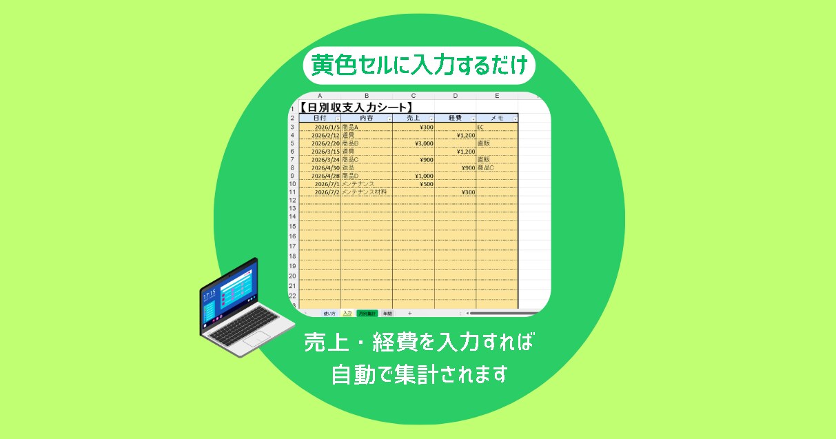 副業向け利益管理Excelを提供します 初心者OK｜月・年収支を自動で見える化 イメージ2