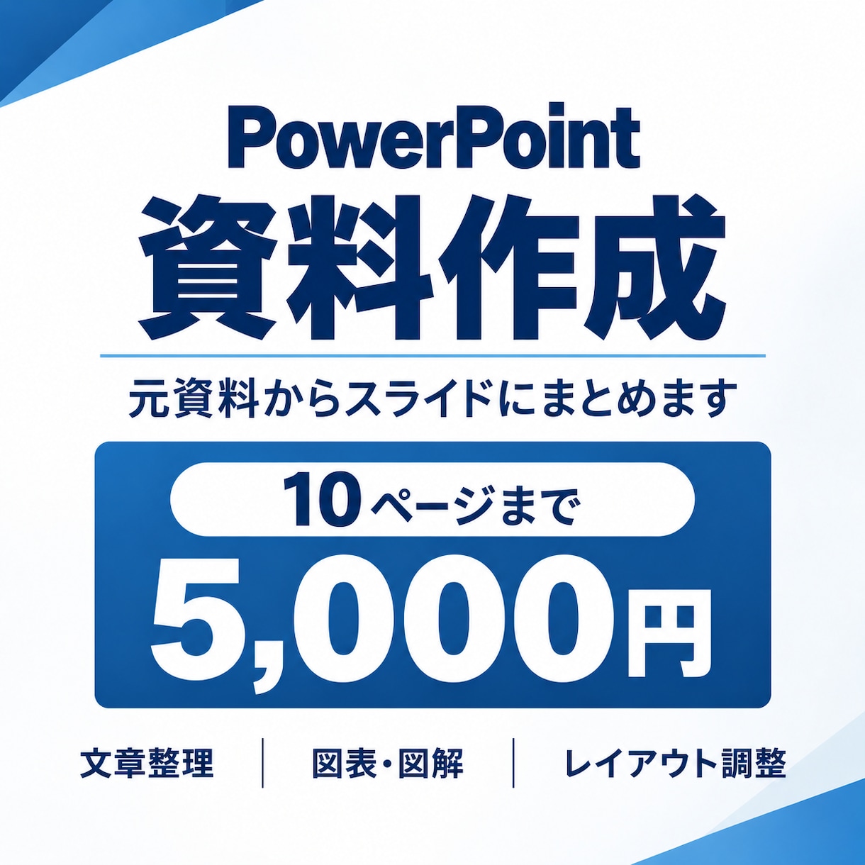 文章や資料からPowerPoint資料を作成します 資料作成の時間を減らしたい方へ、10ページ5,000円 イメージ1