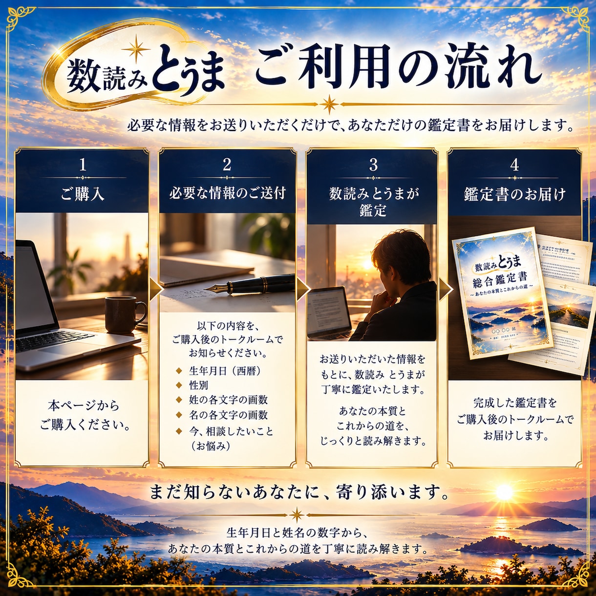 生年月日と姓名画数からあなたの本質を読み解きます 「当たってる」で終わらない総合鑑定をお届けします イメージ4