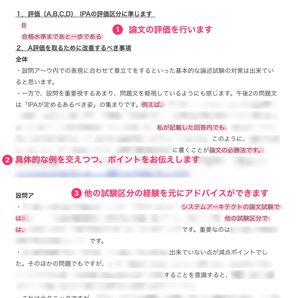 全区分OK情報処理技術者試験の論文を評価添削します 【高度試験全区分合格済】添削なので論文の改善後が見れます イメージ2