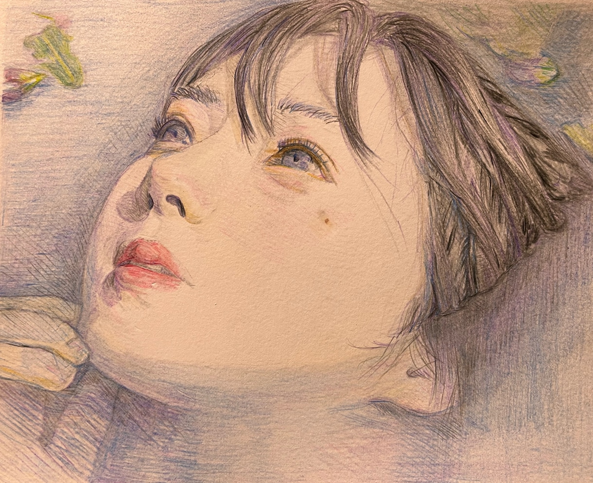 色鉛筆で優しい似顔絵を描きます 結婚式、カップル記念日、敬老の日、ペットとの記念ショットに。 イメージ3