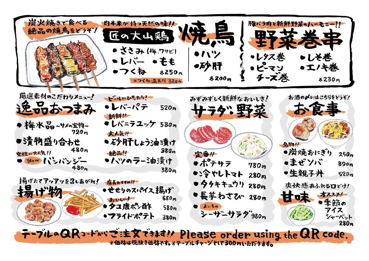 手描きメニュー（A3またはB4）作ります 手描きイラストと手書き文字のメニューを作ってみませんか？ イメージ2