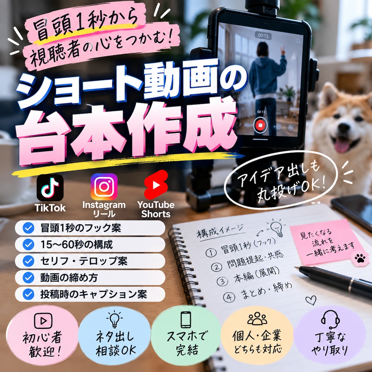 ショート動画の台本を冒頭1秒から作ります TikTok・リール・Shorts対応 イメージ1