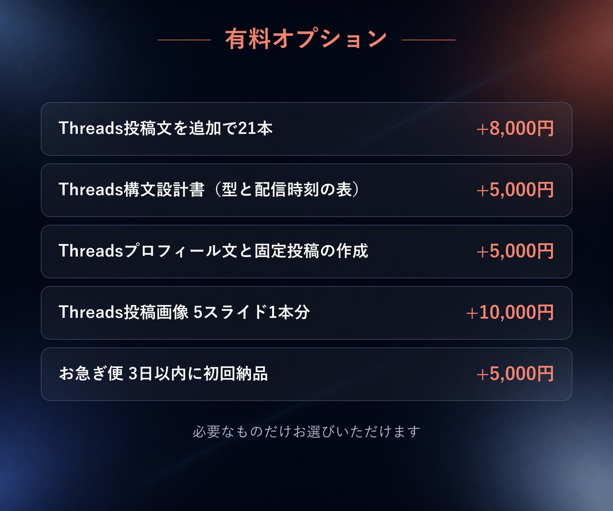 スレッズ投稿文の作成を毎週21本代行します パスワードを渡さずに、毎日の投稿を続けられます イメージ8