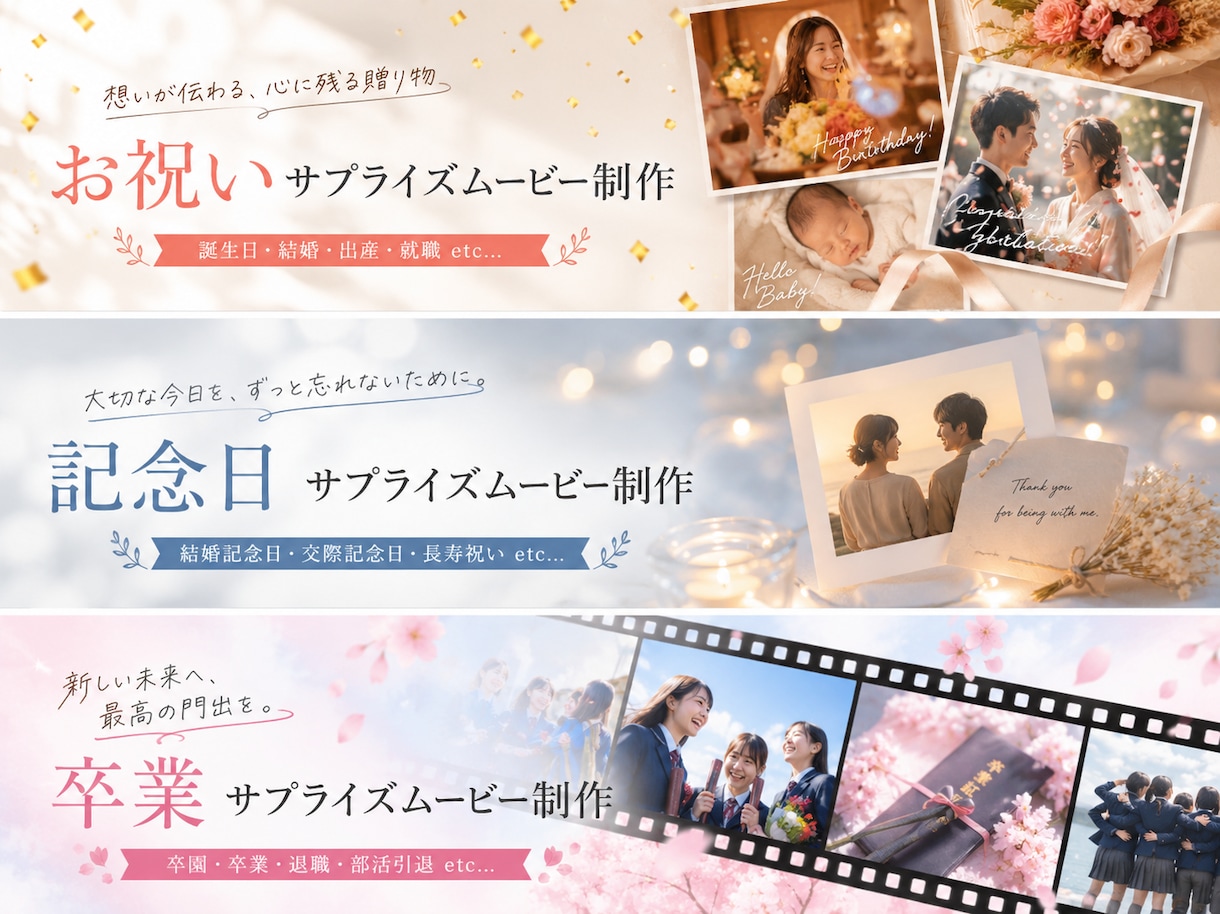 大切な人へ想いが伝わる記念日ムービーを制作します ･:*想いが伝わる構成までこだわり心を込めて作ります*:･ イメージ1