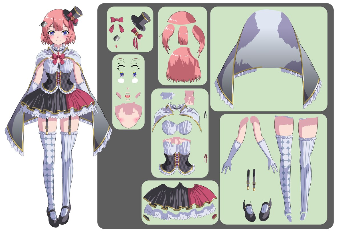 Live2D用のイラストを描きます キャラクターデザインと基本的なパーツ分けまでやります イメージ3