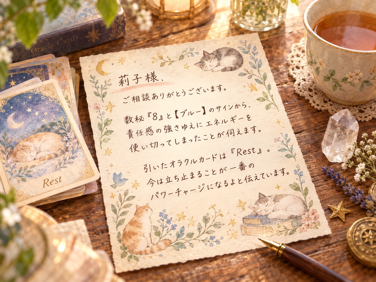 凹んだ夜に。ねこカウンセラーが優しく心を癒やします 【3名限定500円】選んだ色と数秘から、モヤモヤを紐解きます イメージ2
