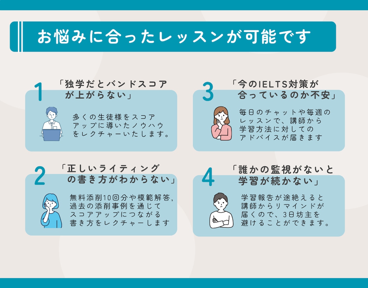 スコア8.0講師がIELTS2ヶ月集中対策をします Oxford卒の講師による秘伝技を伝授｜W添削10回分付き イメージ2
