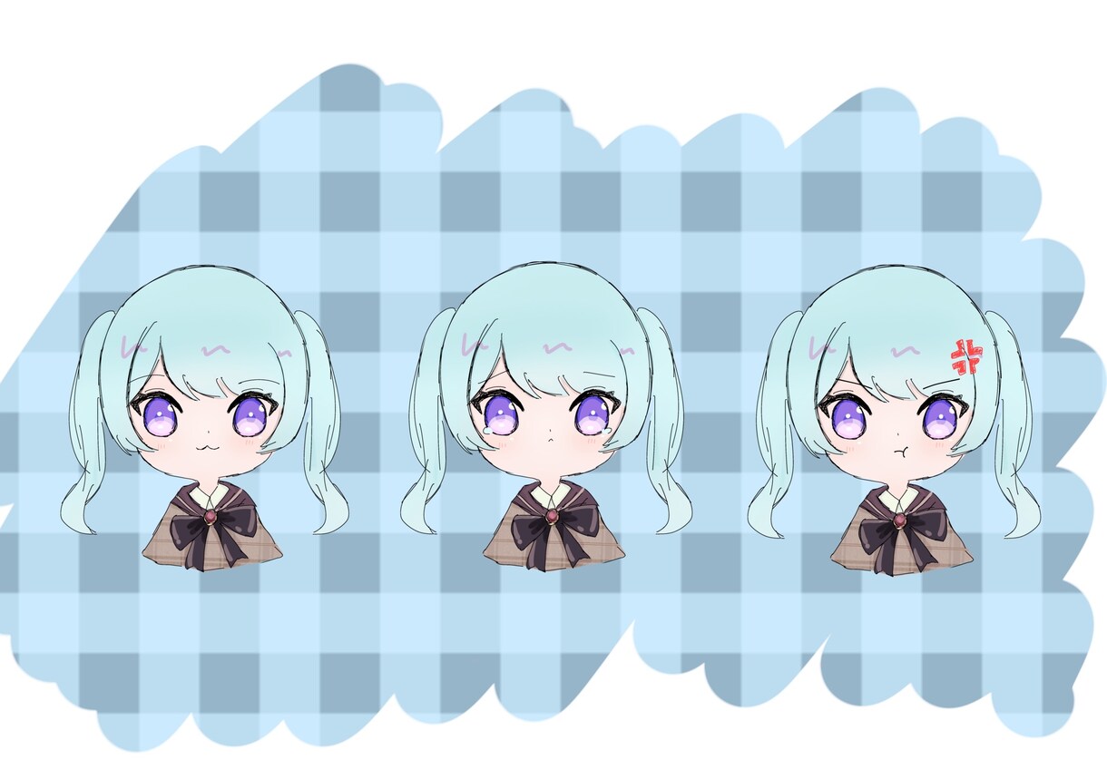 表情差分2種付！かわいいアイコンを描きます TwitterやYouTubeのSNSのアイコンに！ イメージ1
