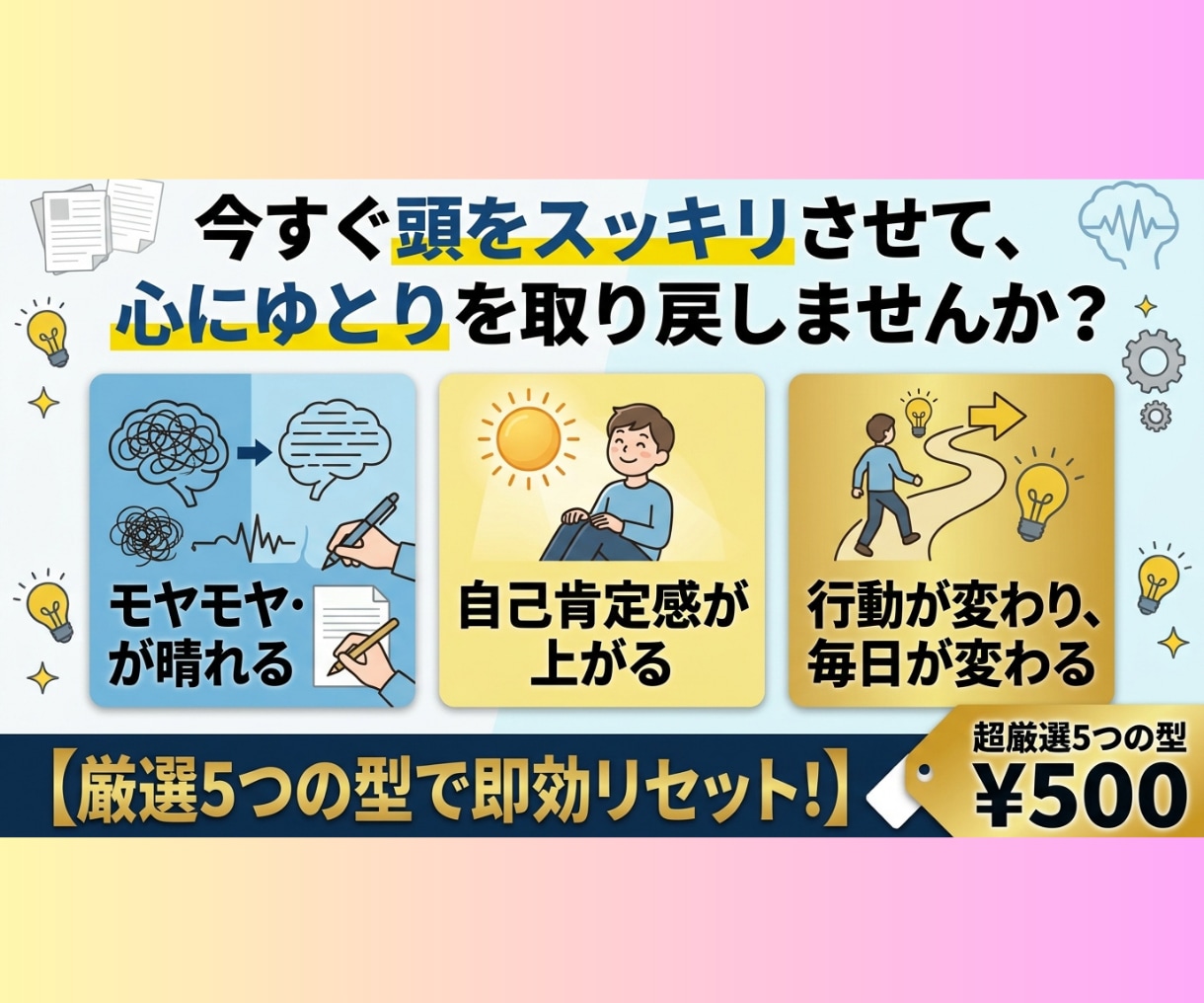 頭のモヤモヤ・不安をリセット！思考の整理術あります 書き出すだけでスッキリ！グルグル＆モヤモヤを解消！実践シート イメージ2