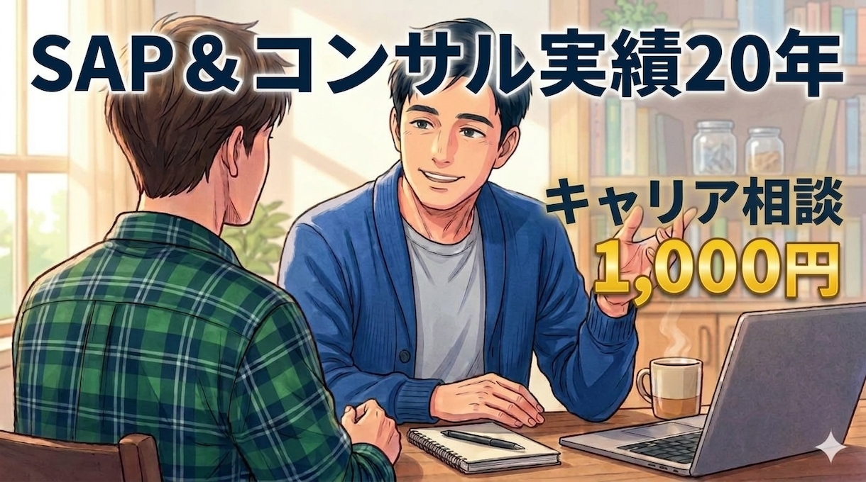 実績20年◆SAPコンサルのキャリア相談に乗ります BIG4・超大手を渡り歩いた現役コンサルのキャリア相談！ イメージ1