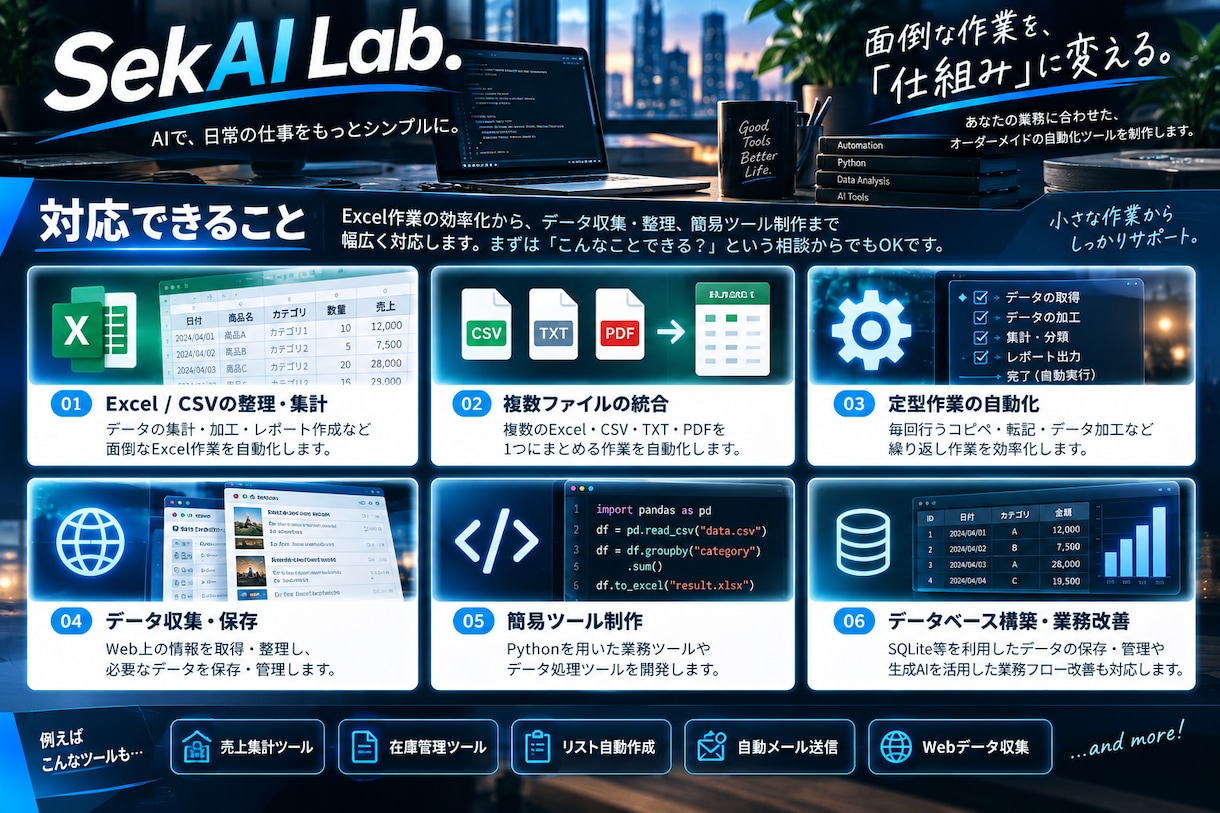 Excel・CSVの面倒な作業を自動化します 「これ楽にできない？」の段階からご相談OK イメージ2