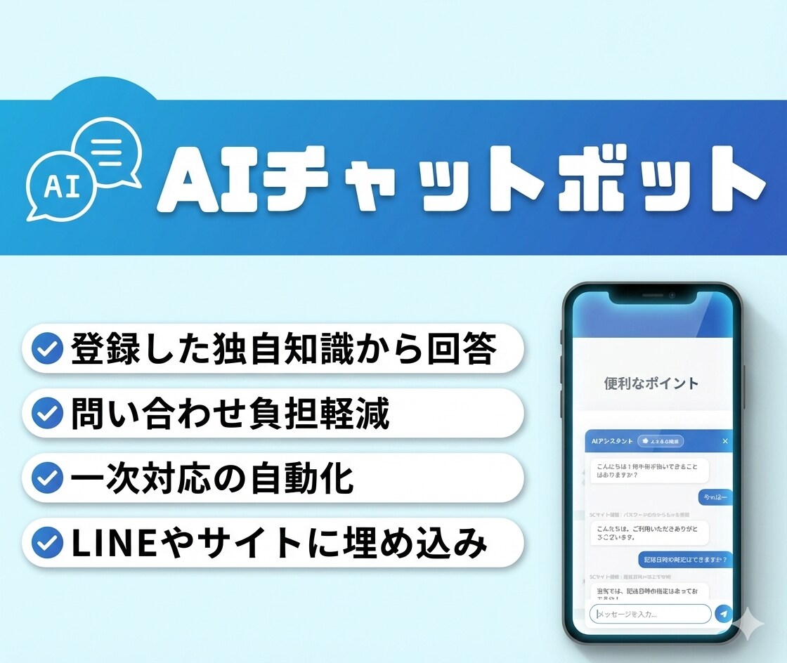 AIで問い合わせ対応を自動化します 登録した知識をもとにAIがあなたの代わりに応答します！ イメージ1