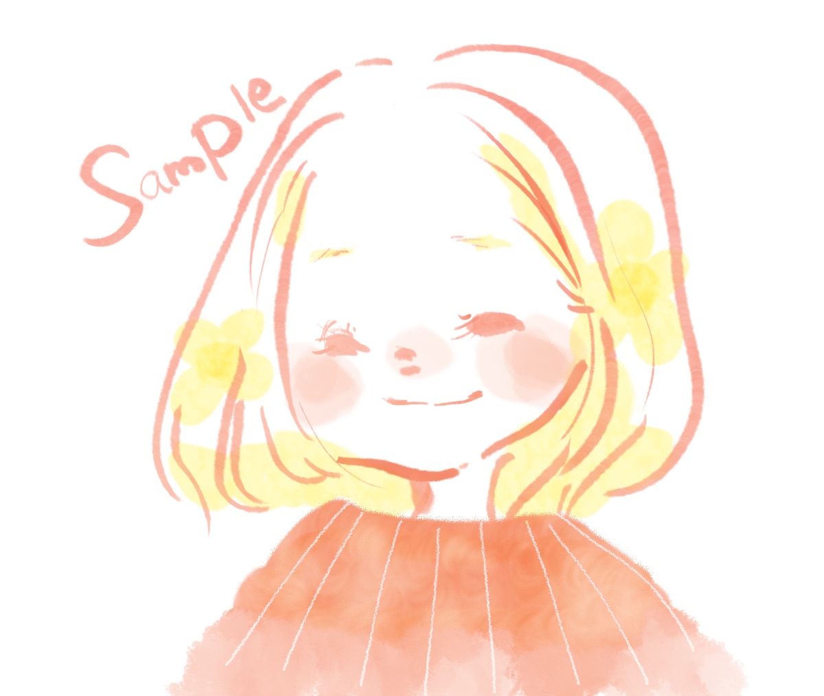 シンプルかわいい線画女の子イラストをお描きします 商用利用OK!柔らかい線とポイントカラーでオシャレかわいい♪ イメージ4