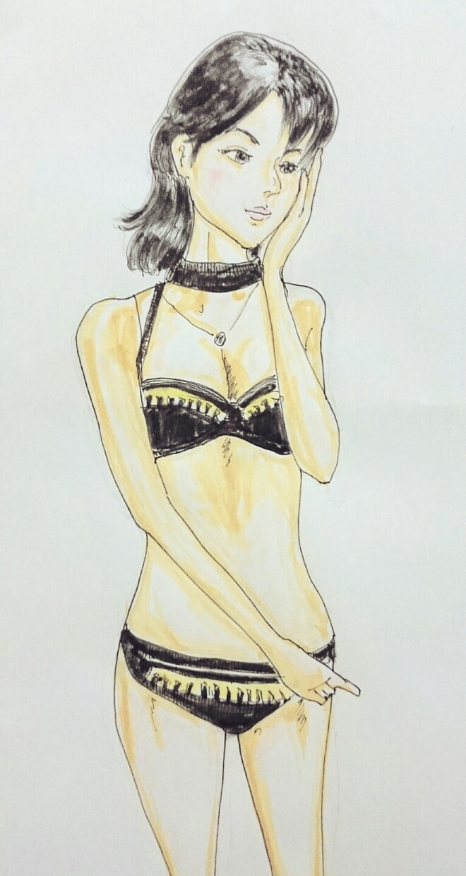 水着、ランジェリー、姿等の似顔絵描きます 写真よりも記念に絵で残しませんか？水着姿、裸身可能です。 イメージ3