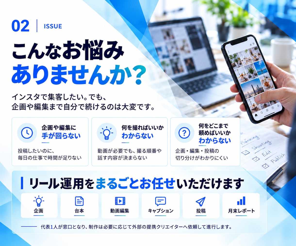 成果につながる！Instagram運用代行します 52名の提携クリエイター体制！企画から分析まで丸っとおまかせ イメージ3