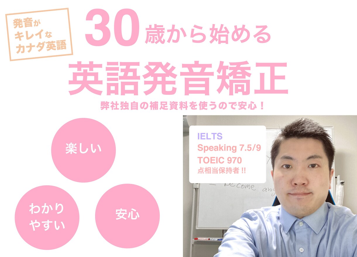 キレイなカナダ英語による英語発音矯正を教えます 満足続出6/3~8/31 40%オフ！オンライン英語発音矯正 イメージ1