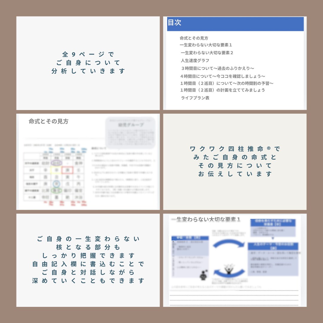 自己分析シートお作りします ワクワク四柱推命®︎であなただけの自己分析シート！ イメージ2