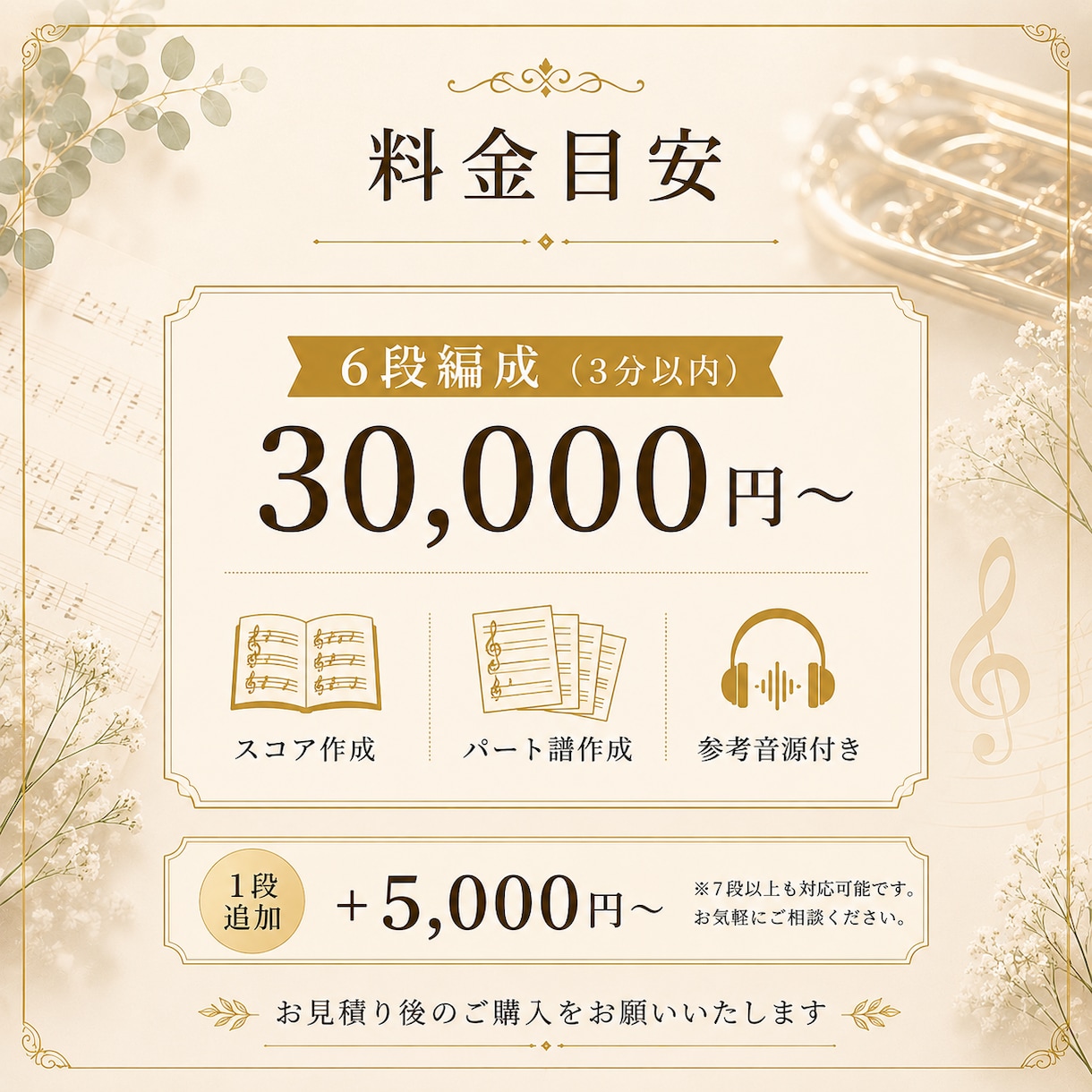 オーケストラ、吹奏楽など大編成の楽譜を作成します ６段以上はこちらからパックでどうぞ イメージ5