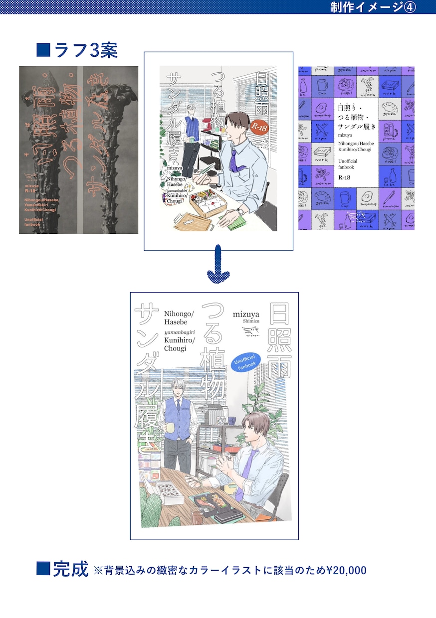 同人誌の表紙イラスト・表紙デザインを作成します 人物だけでなく背景イラストや文字のみのデザインもご相談下さい イメージ10