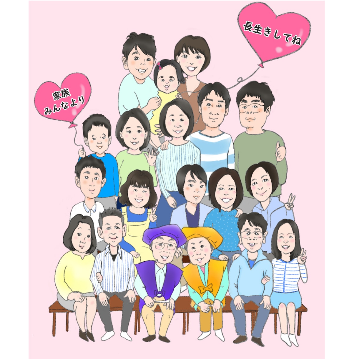 似顔絵描きます コロナで不自由な日々。でも絵のなかではマスクなしで "密"★ イメージ3
