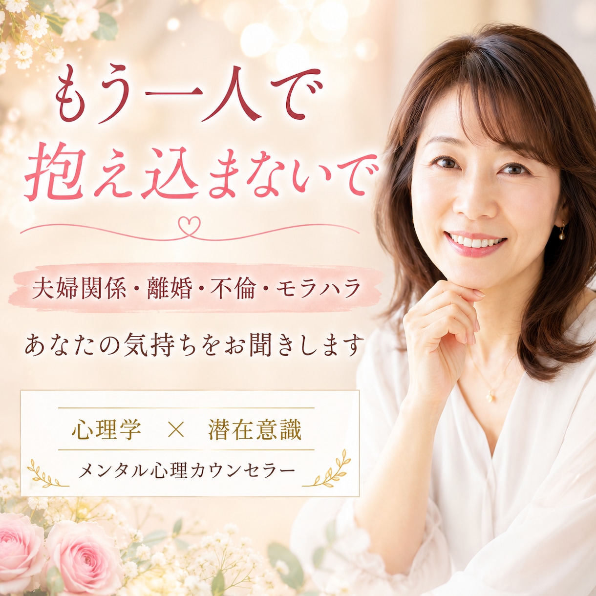 夫婦関係のお悩み｜潜在意識心理カウンセラー伺います 離婚・不倫・モラハラ・夫婦喧嘩｜心が軽くなる電話相談 イメージ1