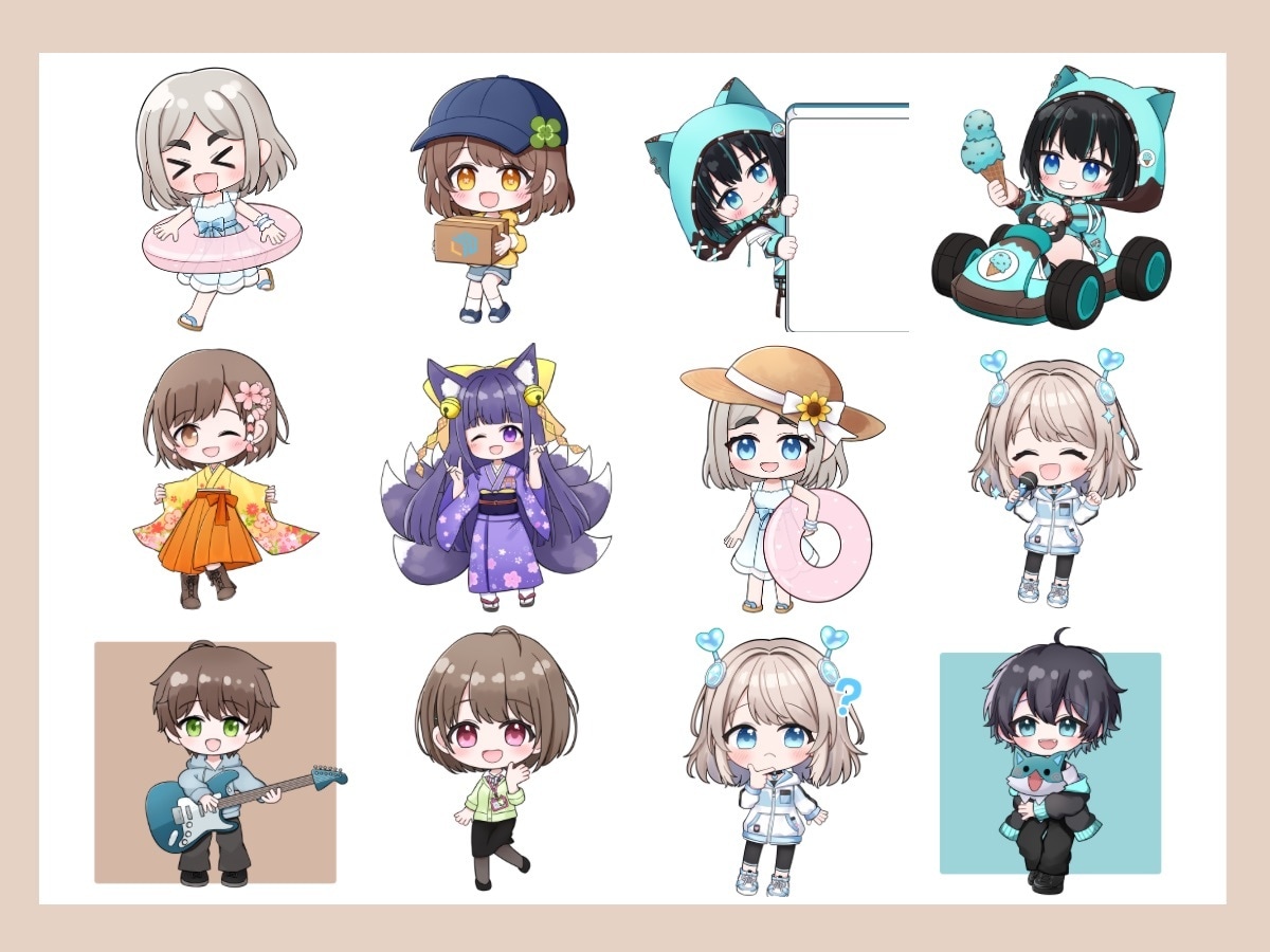 ちびキャラ、ミニキャライラストお描きします アイコン、サムネ、グッズにも!!商用料込みです イメージ6