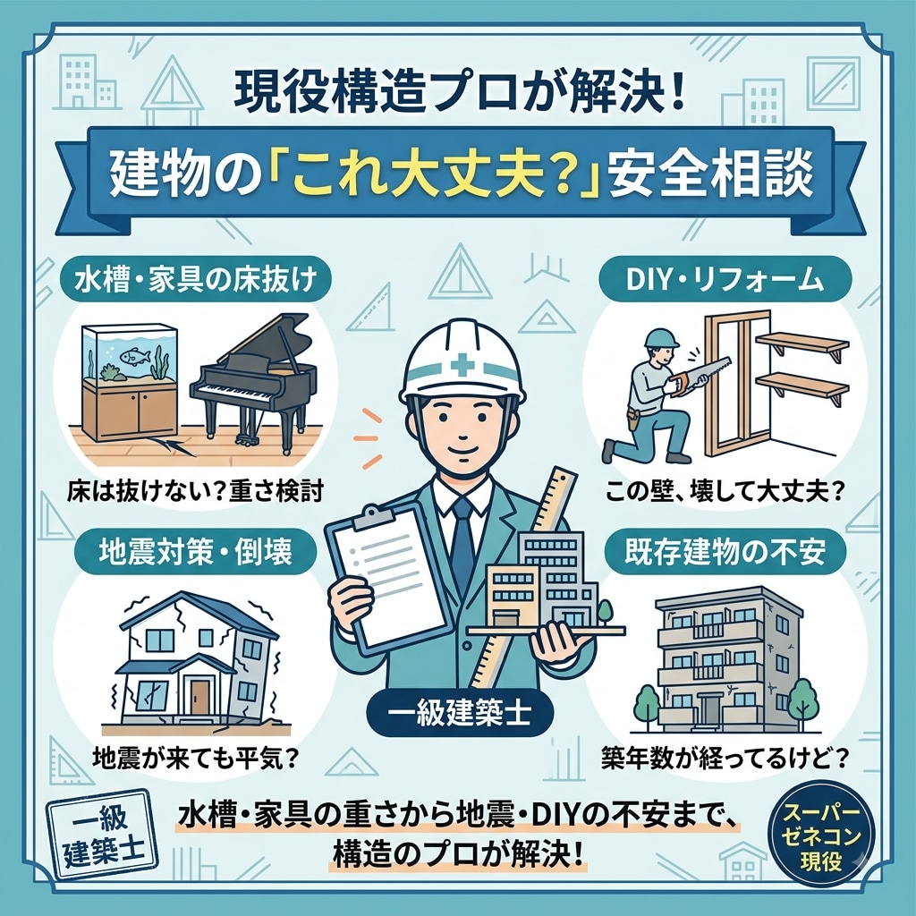 家具荷重から建物の耐震・DIYの不安まで解決します 現役の構造設計者が、日常の「大丈夫？」に応えます イメージ1