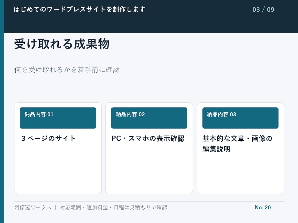はじめてのワードプレスサイトを制作します 3ページで開業時の案内サイトを用意 イメージ4