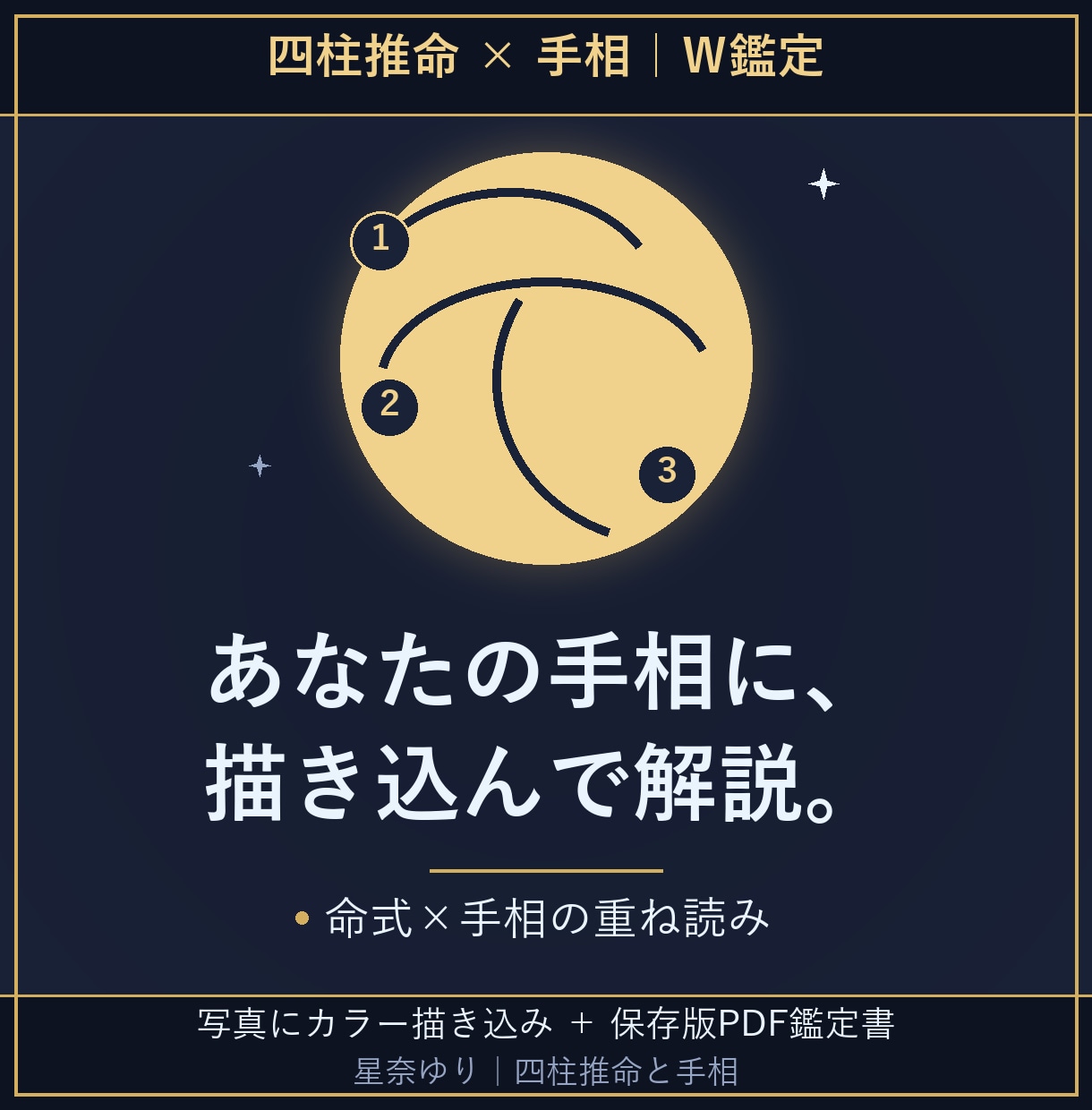 四柱推命×手相を約6千字のPDFで読み解きます 生まれ持った気質×いまの現在地。手相カラー描き込みつき イメージ1