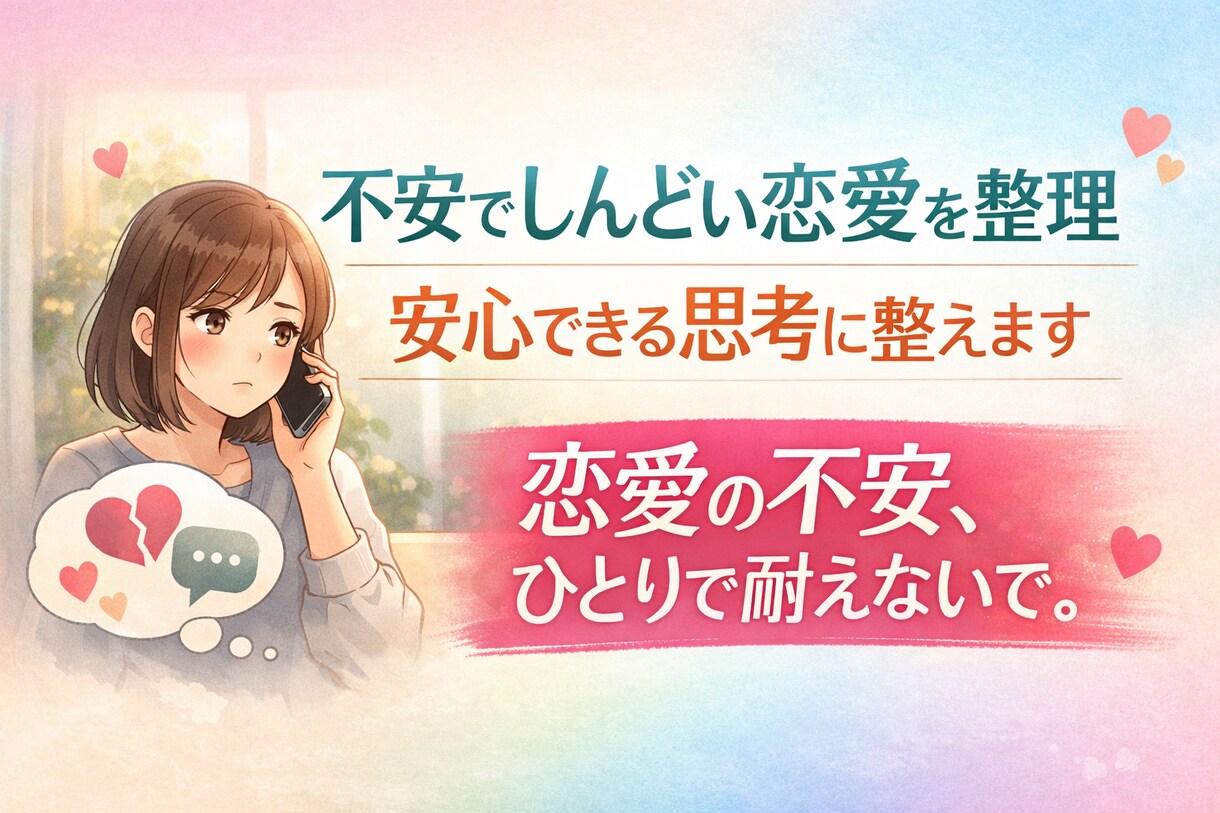 不安でしんどい恋愛を整理｜安心できる思考に整えます 「苦しい」を“整える”時間。  連絡待ち地獄から抜ける イメージ1