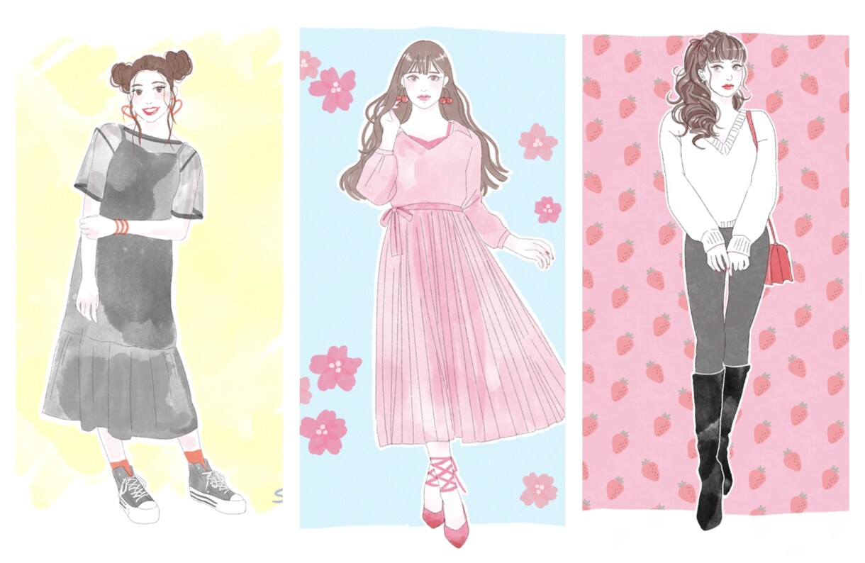商用OK女性のイラスト描きます ふんわり可愛いやかっこいいキャリアウーマンなど。 イメージ5